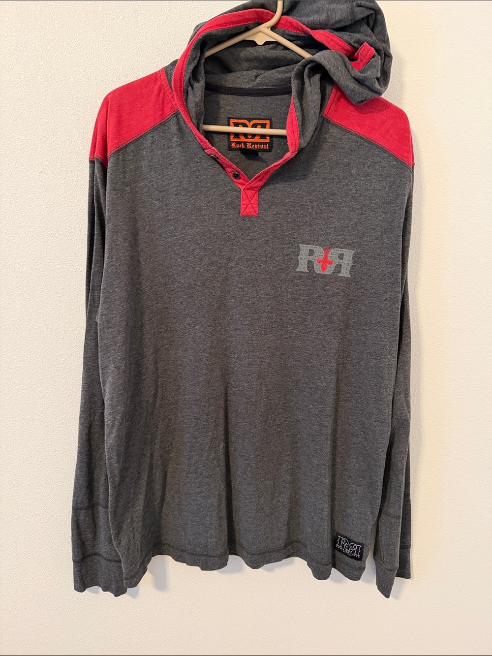 Rock Revival Gray Pullover with Red Trim